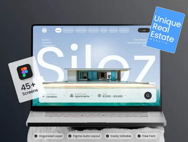 房源产智能搜索在线找房在线看房响应式网站 Modern Real Estate Website UI Kit