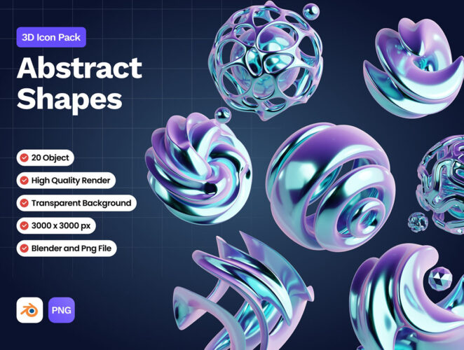 20款3D抽象几何图形装饰元素模型png免抠图设计素材 20 Abstract Shape 3D Pack