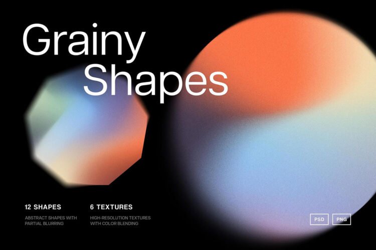 粒状波浪渐变抽象艺术几何图形设计素材 Grainy Gradient Shapes Collection