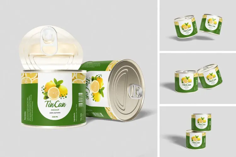 听装罐装易拉罐食品包装样机素材 Tin Can Mockup