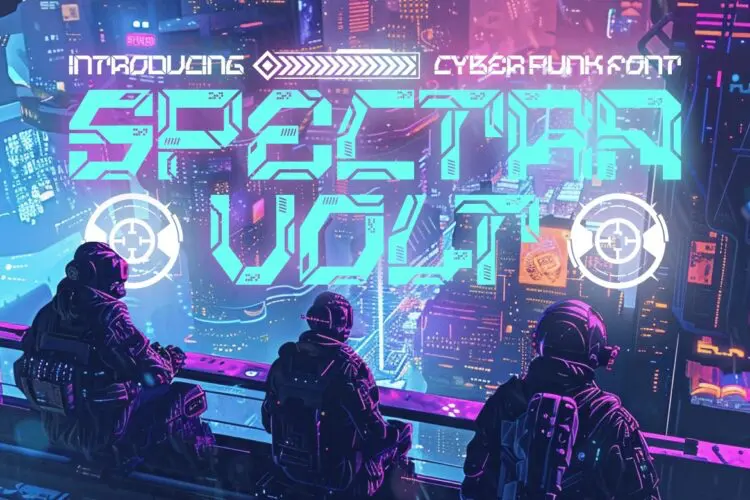 5款科幻未来赛博朋克机甲机能游戏科技感装饰英文字体 Spectra Volt – Cyberpunk Font