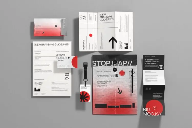 现代时尚办公文具文件夹封套名片封面设计ps样机素材展示效果 Brand Identity Stationery Mockup Set