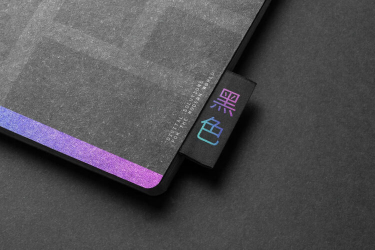 黑色笔记本特写品牌模型 Blck Notebook Closeup Branding Mockup