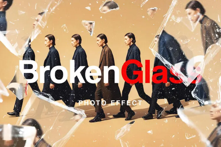 逼真高清破碎玻璃纹理背景覆盖叠加图片设计素材 Broken Glass Photo Effect