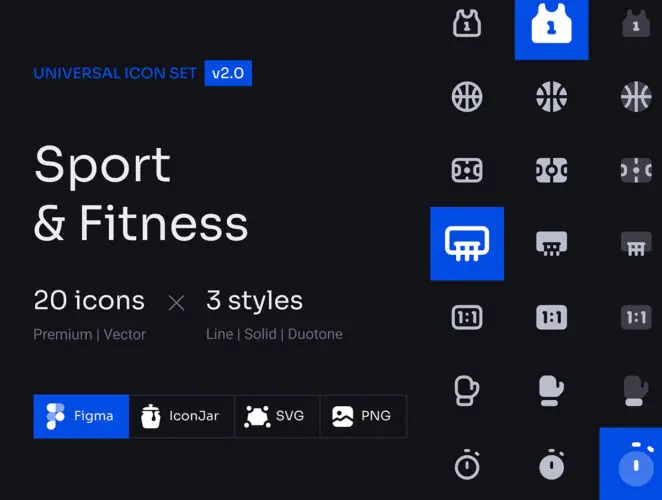 60个体育竞技小图标运动icon线面结合图标 Sport and Fitness Icon Set
