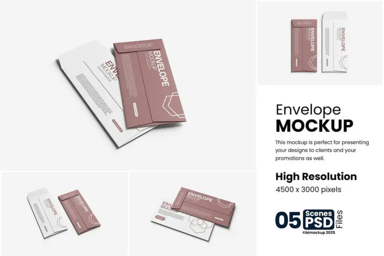 标准信封信纸文具样机展示素材 Envelope Mockup