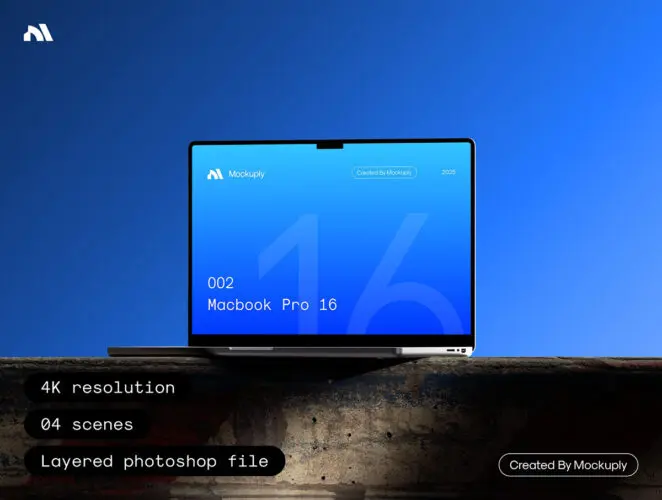 16寸苹果MacBook Pro笔记本电脑智能贴图ps数码样机素材国外设计模板 Macbook Pro 16 Mockup