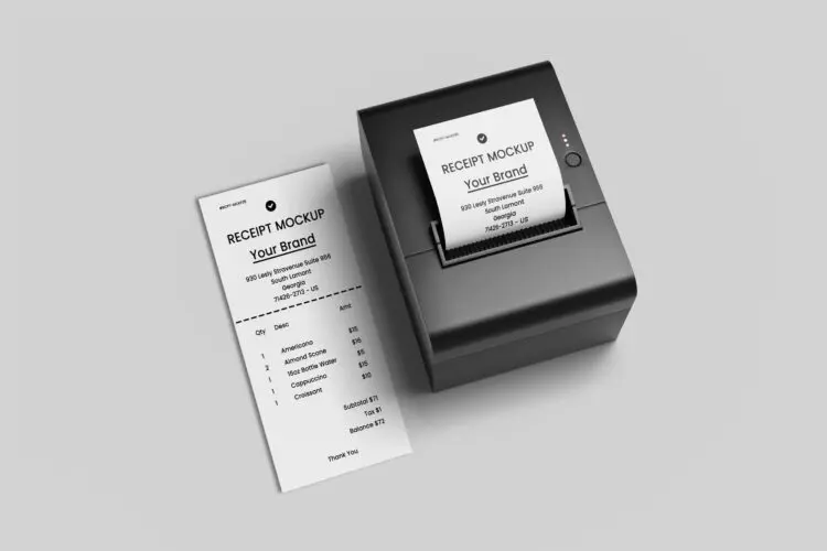 商店收据购物清单订单列表模型展示设计贴图psd样机素材 Receipt Mockup 03