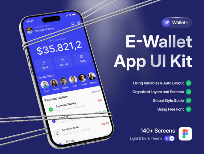 电子钱包应用程序 UI 套件 Wallet E-Wallet App UI Kit
