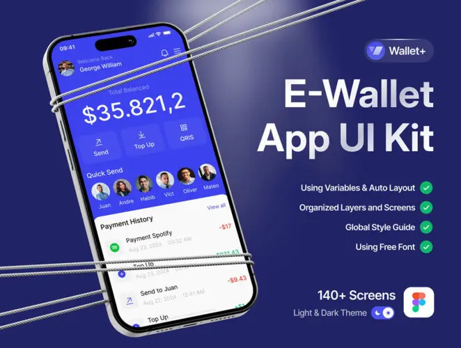 电子钱包应用程序 UI 套件 Wallet E-Wallet App UI Kit