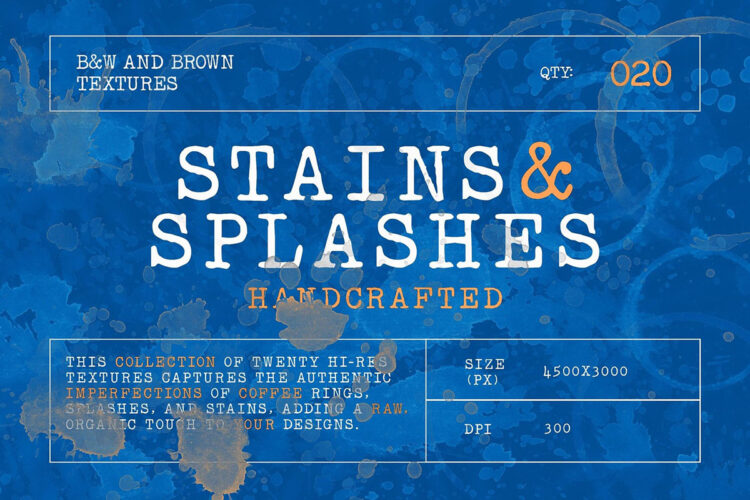 咖啡污渍水渍飞溅纹理背景覆盖叠加图片设计素材 Stains & Splashes Handcrafted Textures