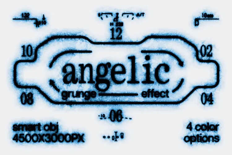 潮流复古地下街头艺术未来主义Y2K渗色喷漆做旧ps特效样机模板 Angelic Grunge Text & Logo Effect