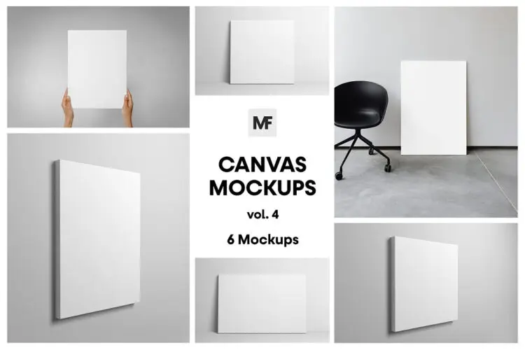 室内海报照片相框架模型展示设计贴图ps样机素材模板 Canvas Mockups vol.4 – Picture Frames