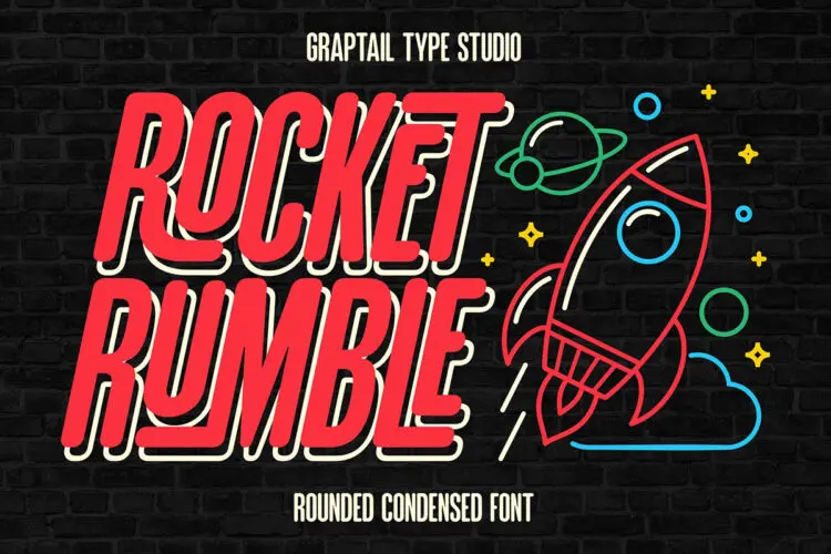复古压缩游戏界面标题字母Ps/Ai字型无衬线英文字体 GTS Rocket Rumble – Retro Condensed