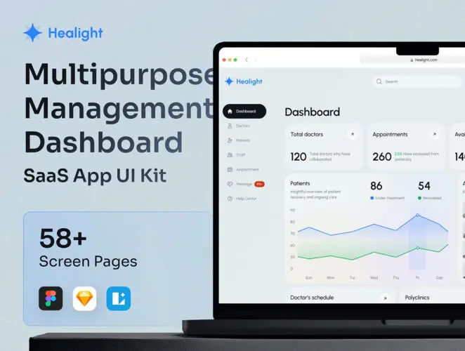 用于公司管理的高级多用途 SAAS UI 套件 Healight – Multipurpose SAAS Management Dashboard Kit