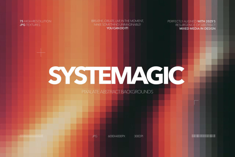 75款时尚未来科幻像素风马赛克低保真科技海报渐变背景图片素材 Systemagic — Pixalate Gradients