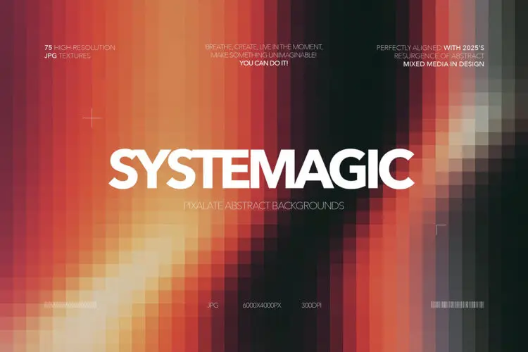75款时尚未来科幻像素风马赛克低保真科技海报渐变背景图片素材 Systemagic — Pixalate Gradients