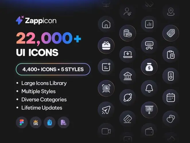 22,000+款全套网站小程序App应用网页系统行业icon线性图标素材合集 Zappicon – 22,000+ Clean & Modern UI Icons