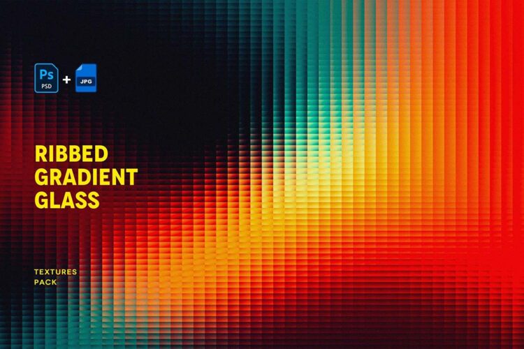 方形马赛克棱纹渐变玻璃渐变抽象模糊背景图片设计素材 Square Ribbed Gradient Glass Backgrounds