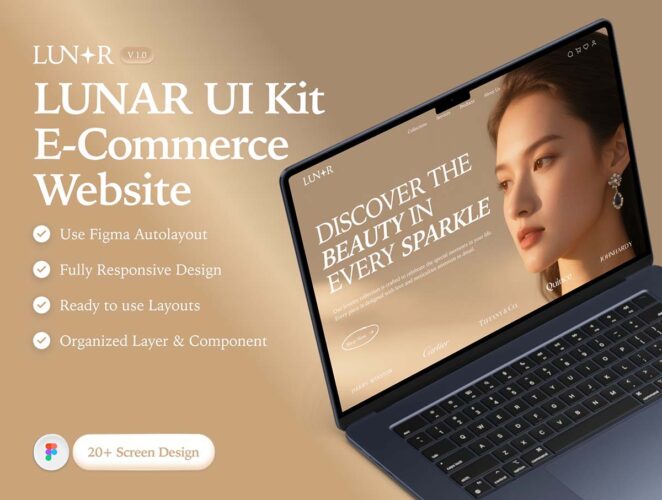 一款优雅的珠宝品牌电子商务 UI 套件 Lunar – E Commerce Website UI Kit