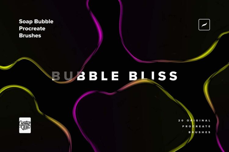 20支发光肥皂气泡泡泡效果绘画Procreate笔刷画笔素材 Soap Bubble Procreate Brushes