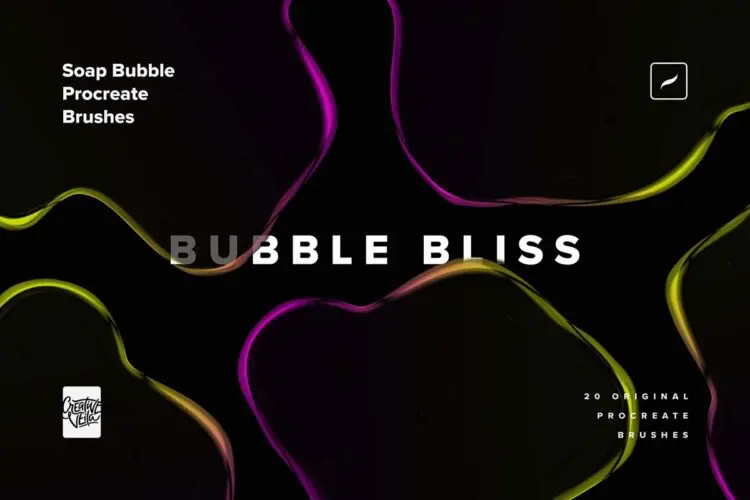 20支发光肥皂气泡泡泡效果绘画Procreate笔刷画笔素材 Soap Bubble Procreate Brushes