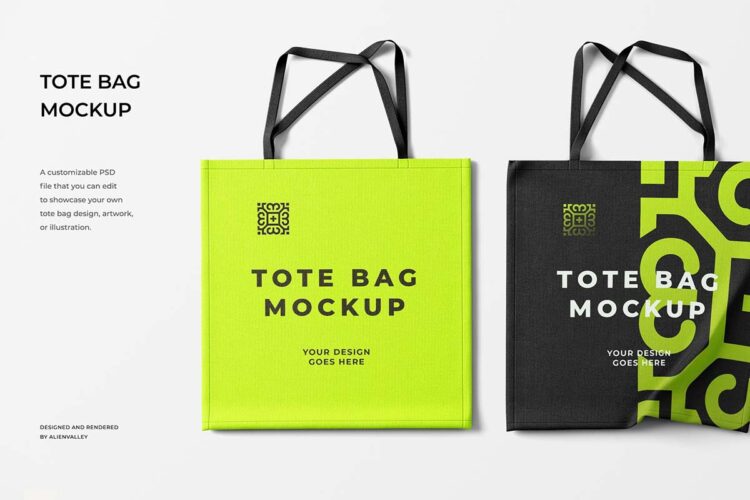 帆布织物手提购物袋模型品牌logo标识设计贴图ps样机素材 Tote Bag Mockup
