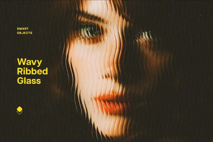波浪纹玻璃折射模糊罗纹分形照片图像滤镜ps特效预设模板 Wavy Ribbed Glass Photo Effect