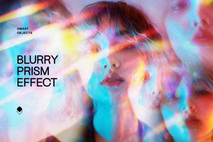 梦幻万花筒棱镜反射光照片图像滤镜ps特效样机素材预设模板 Blurry Prism Photo Effect