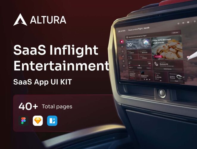 用于飞行娱乐管理服务的高级 SAAS UI 套件 Altura – SAAS Entertainment Management UI Kit