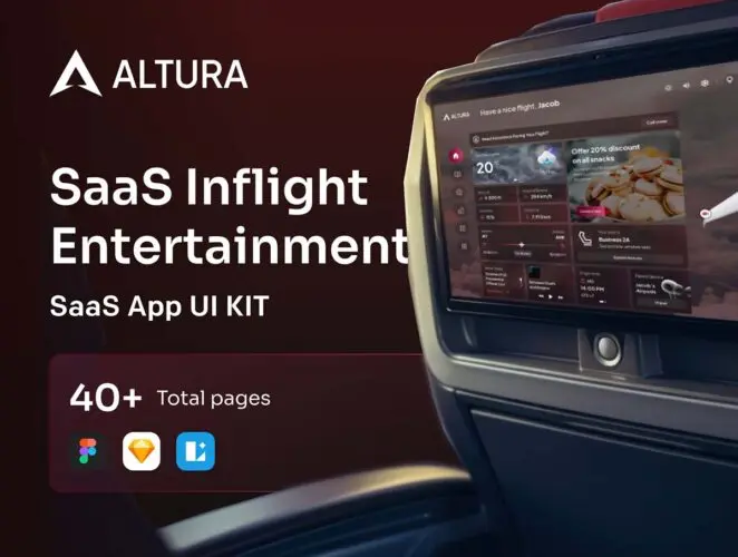 用于飞行娱乐管理服务的高级 SAAS UI 套件 Altura – SAAS Entertainment Management UI Kit