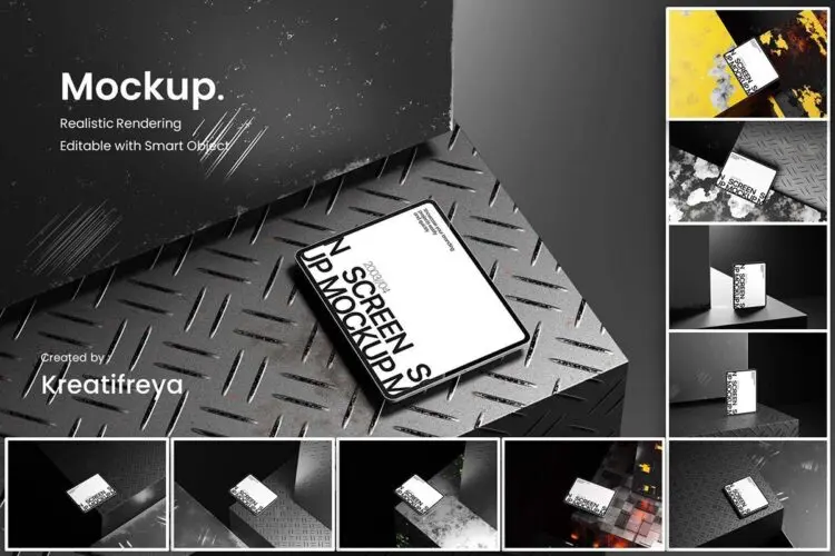 20款平板电脑iPad模型工业场景展示设计贴图ps样机素材模板 Tablet Screen Mockup