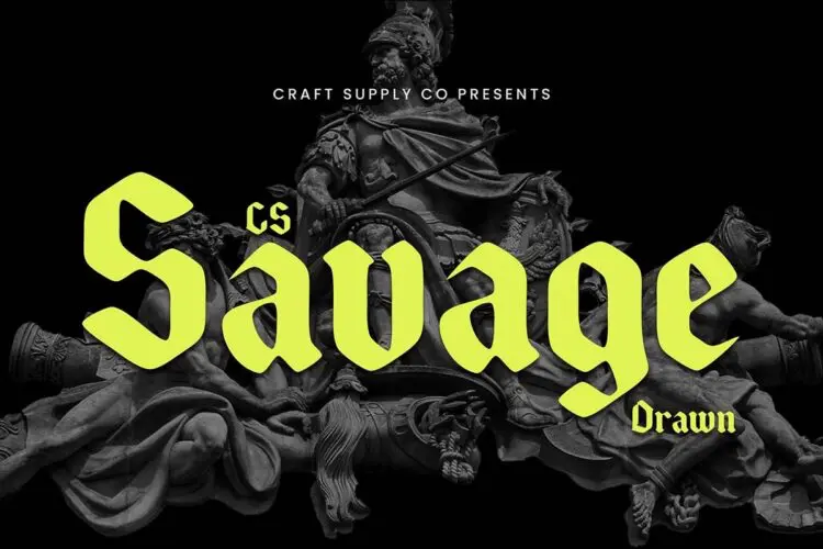 潮流复古神秘暗黑哥特潮牌海报服装纹身刺青标题装饰英文字体包 CS Savage Drawn