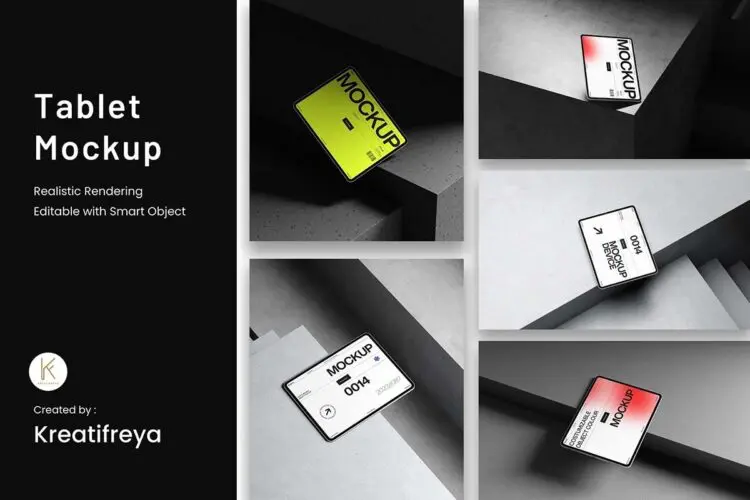 苹果iPad平板电脑ui界面设计智能贴图ps样机素材展示效果模板 Tablet Mockup Set