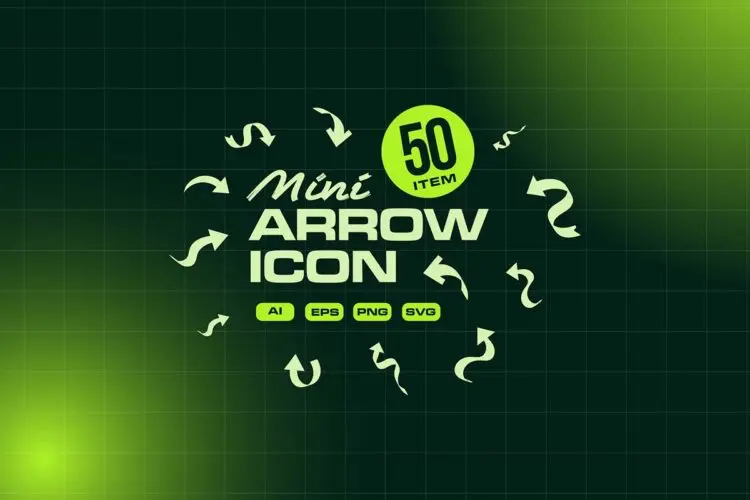 50种迷你手绘涂鸦线性箭头小图标icon矢量设计素材 Mini Arrows Icon