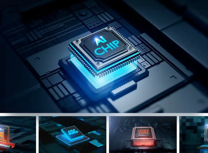 9款未来科幻AI人工智能CPU芯片主视觉科技海报设计PSD分层源文件 Smart CoreChip