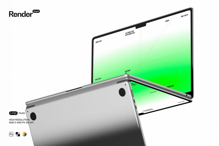 苹果Macbook笔记本电脑网页ui网站界面设计作品展示效果图ps样机 MacBook Mockup Set