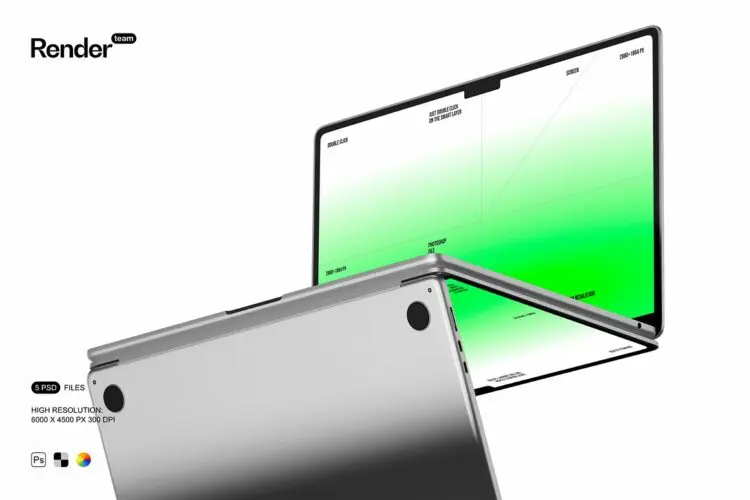 苹果Macbook笔记本电脑网页ui网站界面设计作品展示效果图ps样机 MacBook Mockup Set