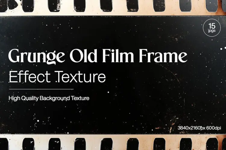 复古电影帧胶片边框框架粗糙划痕纹理背景图片设计素材 Grunge Old Film Frame Effect Vol.02