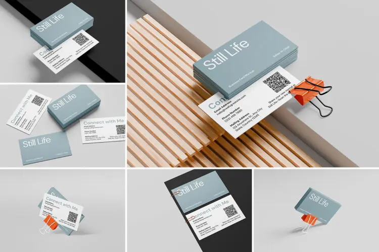 纸质名片卡片模型品牌信息标识设计贴图ps样机素材模板 Business Card Mockup