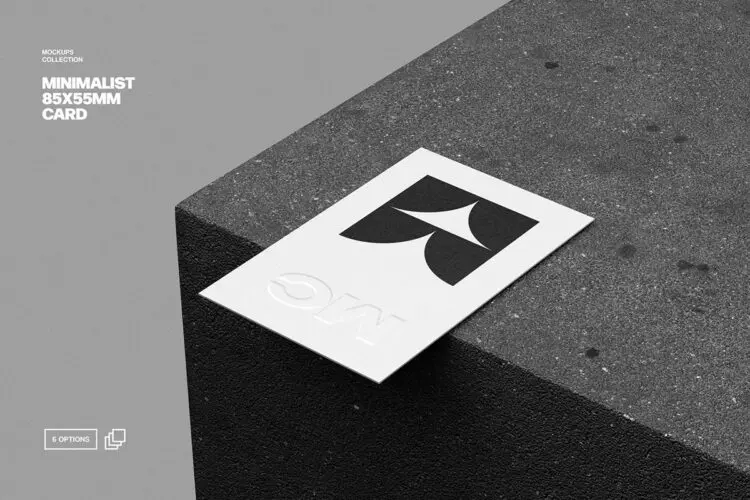 6款金属水泥工业风击凸浮雕印刷名片卡片设计展示效果图ps样机 85x55mm Business Card Mockup