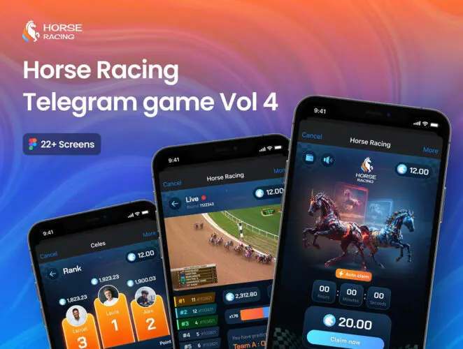 赛马预测投注游戏跟踪实时结果游戏平台手机app界面设计 Horse Racing Telegram game Vol 4