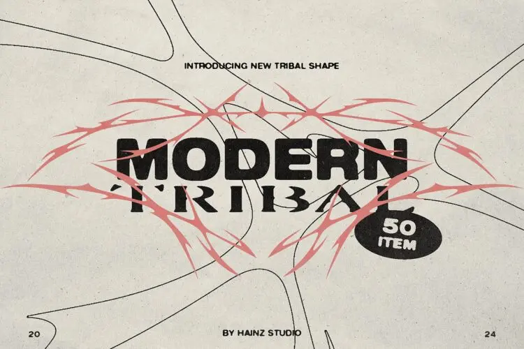 50款潮流复古原始部落图腾符号抽象艺术纹身刺青手绘图形矢量素材 Modern Tribal Vector Shape – 50 Item