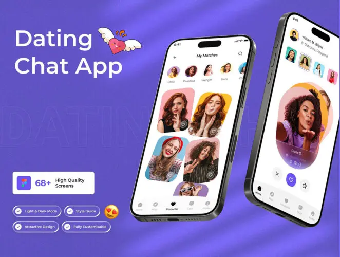 移动社交平台app界面设计交友约会手机ui素材 LoveLink | Modern Dating App UI Kit