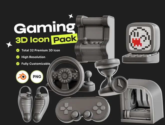 32款电脑街机掌机游戏摇杆设备插图webp免抠图3D图标icon设计素材 Gaming 3D Icon