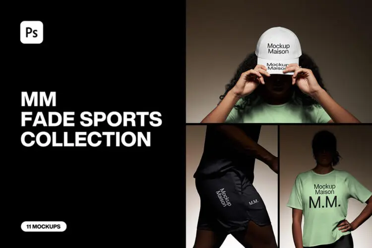 11款运动训练健身瑜伽锻炼紧身衣服装设计展示效果图ps样机素材 Fade Sports Collection – 11 Mockups