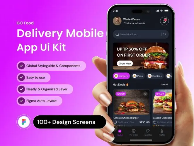 美食外卖配送产品app界面UI设计 GO Food Delivery Mobile App UI Kit