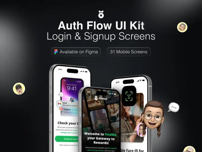 31屏AI人工智能人脸识别身份认证用户界面ui设计figma格式套件素材 Auth Flow UI Kit