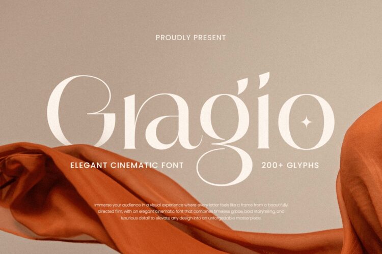 简约优雅现代时尚广告电影海报画册封面标题衬线英文字体包 Gragio – Elegant Cinematic Font