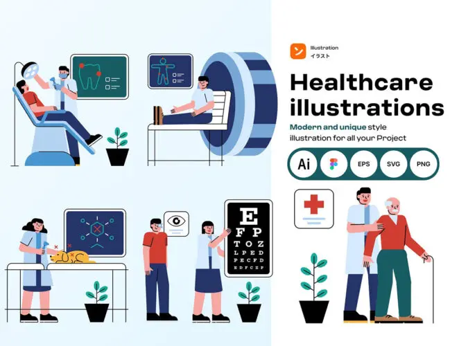 高品质现代医疗保健和医疗插图包 Modern Healthcare & Medical Illustration Pack